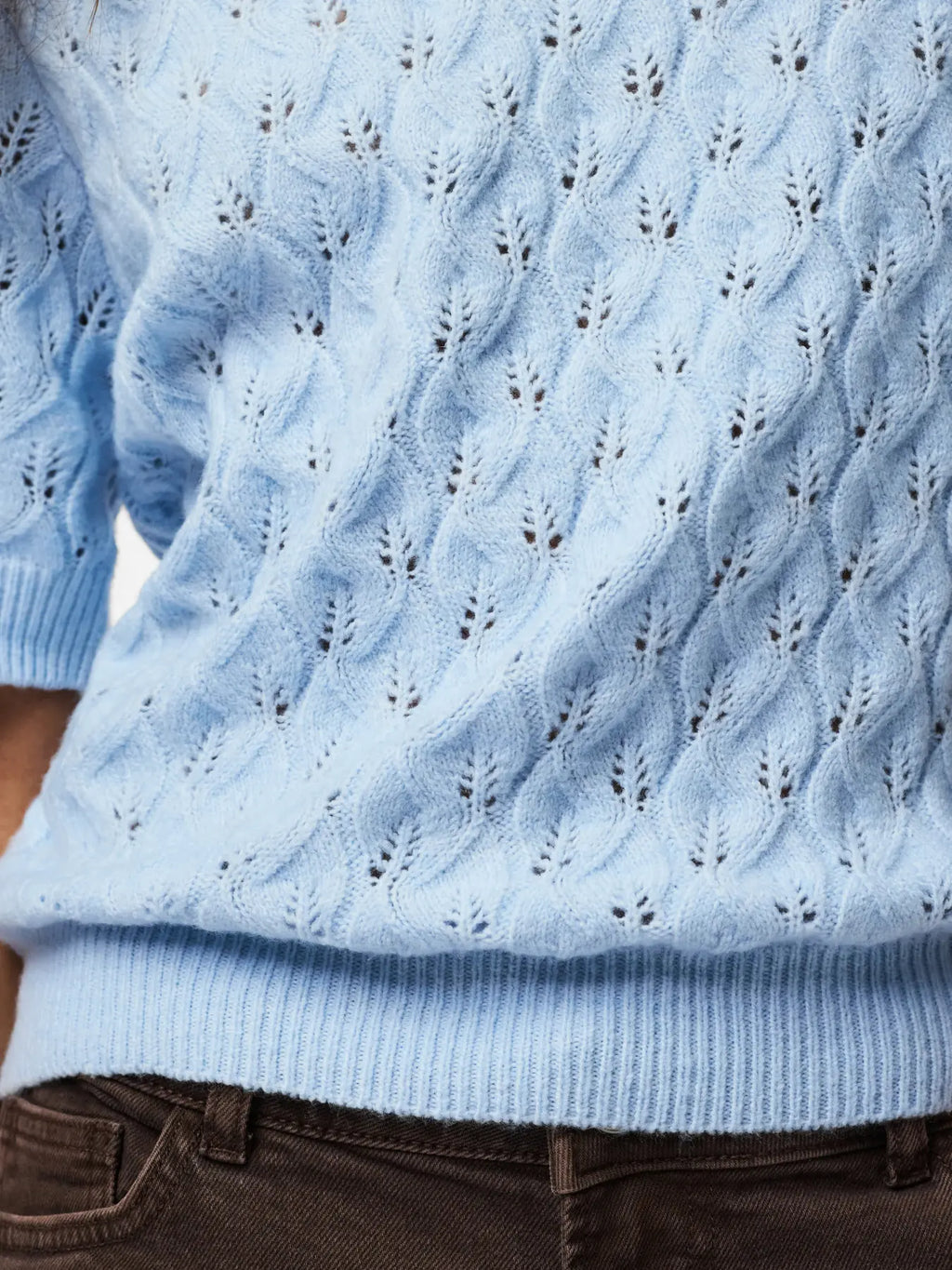 PCLELOU SS O-NECK KNIT- LJUSBLÅ