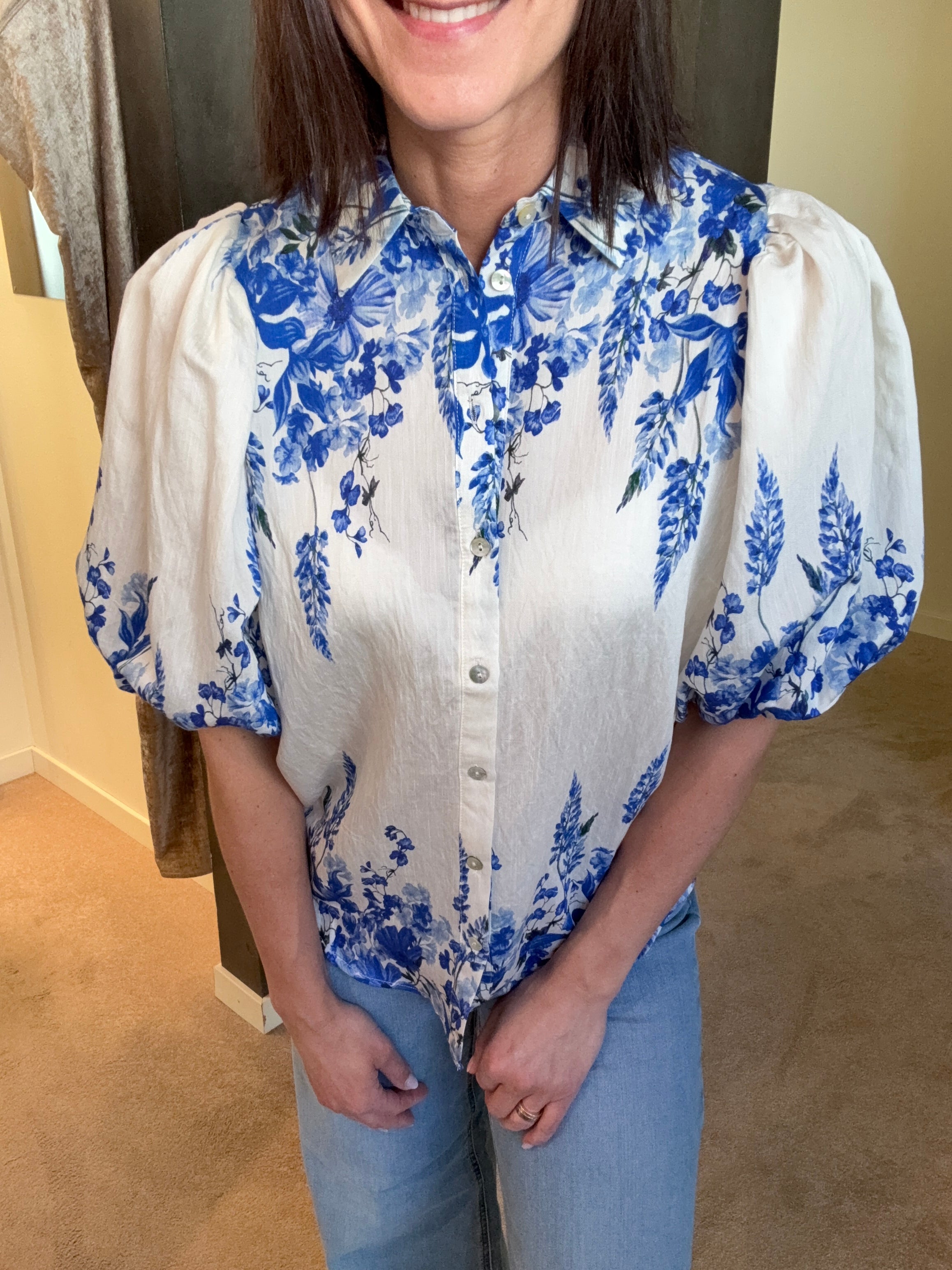 ELLA SHIRT- BLUE FLOWER