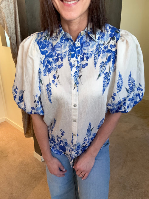 ELLA SHIRT- BLUE FLOWER