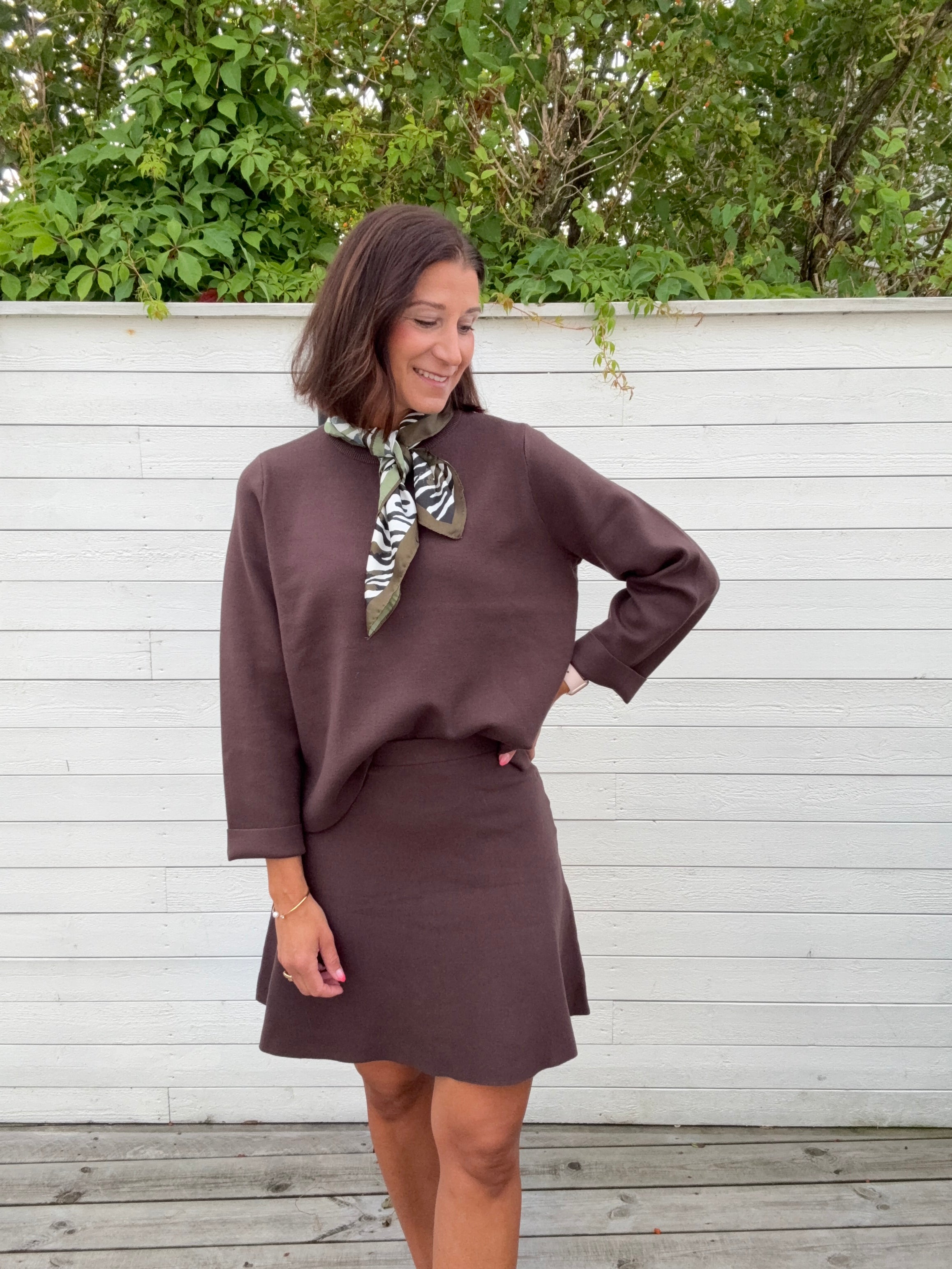 OBJREYNARD HW SHORT KNIT SKIRT SEAL BROWN