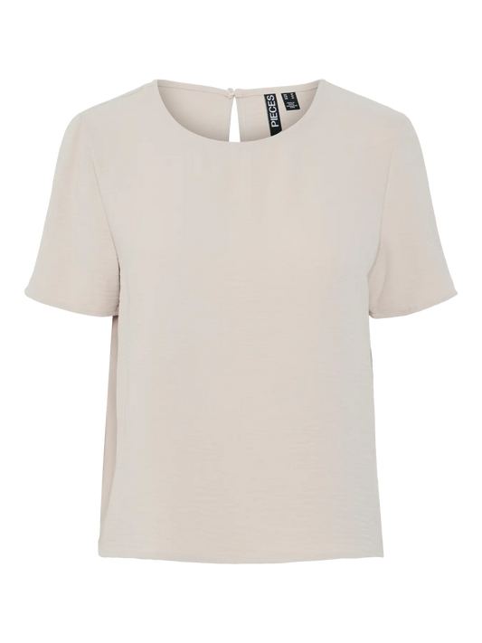 PCANNA SS O-NECK TOP BEIGE
