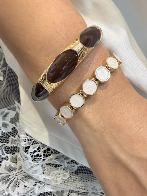 Ava Petite Elastic Bracelet- Beige