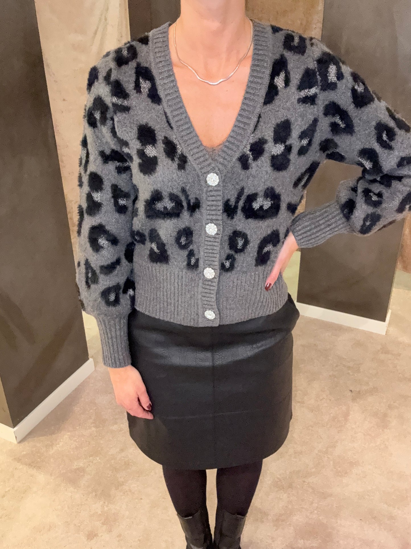 VILAO L/S V-NECK LEO CARDIGAN