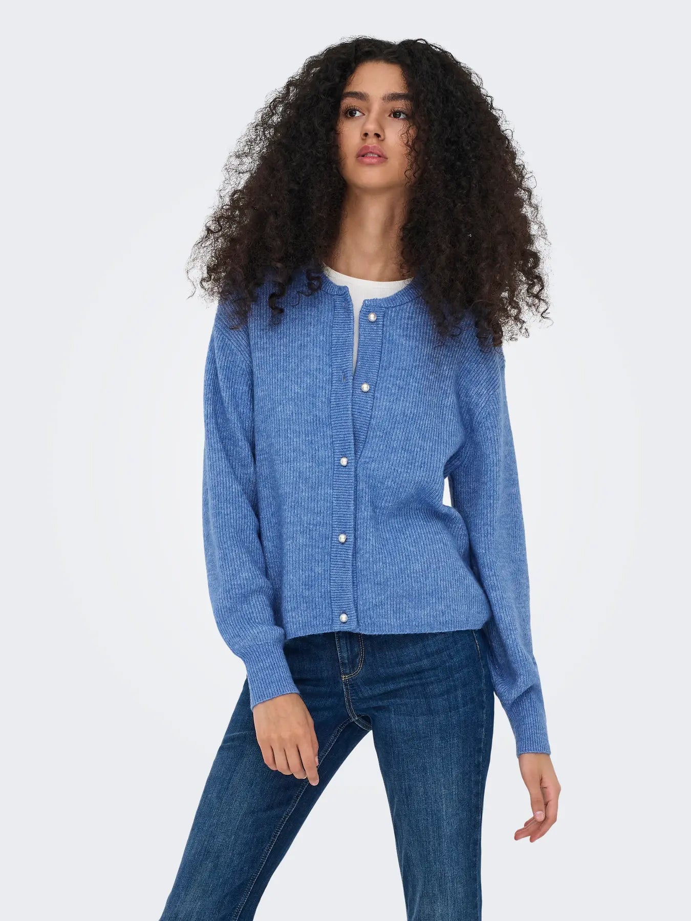 JDYLUMI L/S BUTTON CARDIGAN BLUE
