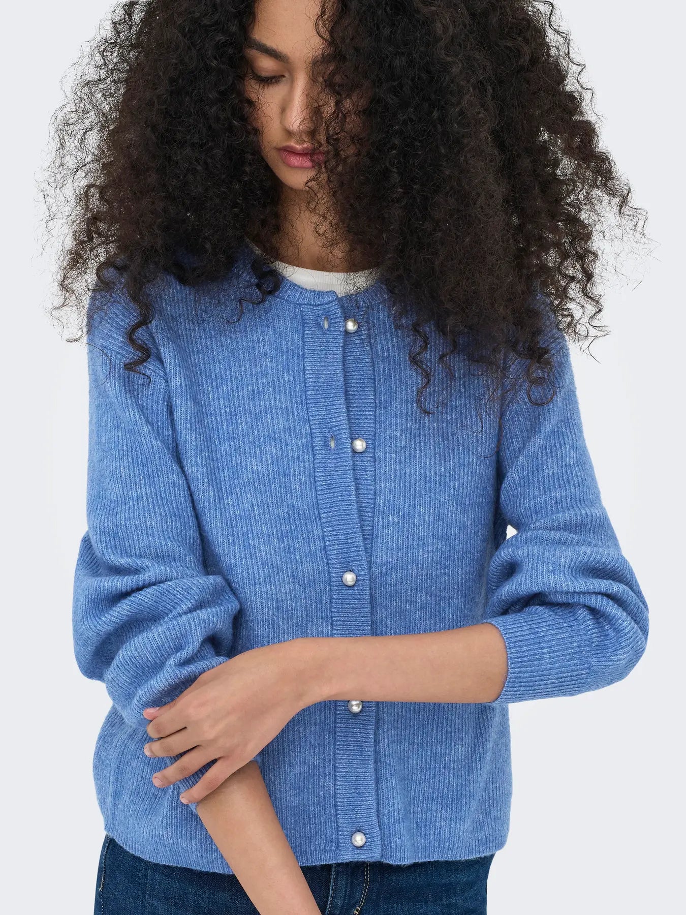 JDYLUMI L/S BUTTON CARDIGAN BLUE