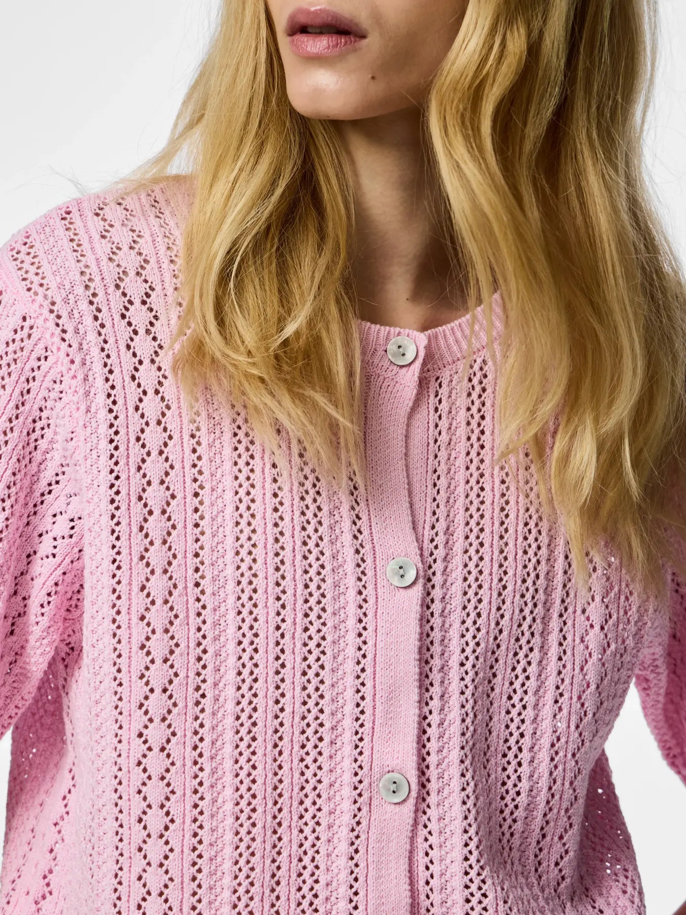 PCNUKA SS O-NECK KNIT CARDIGAN