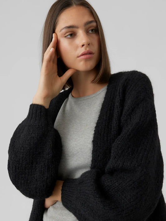 VMMAYBE LS OPEN CARDIGAN BLACK