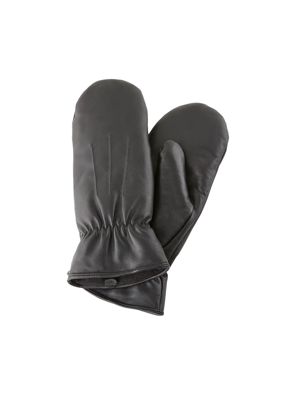 PCNELLIE LEATHER MITTENS BLACK