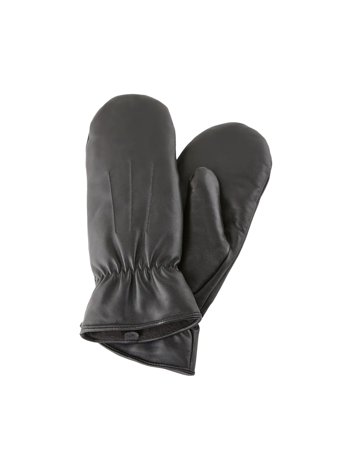 PCNELLIE LEATHER MITTENS BLACK