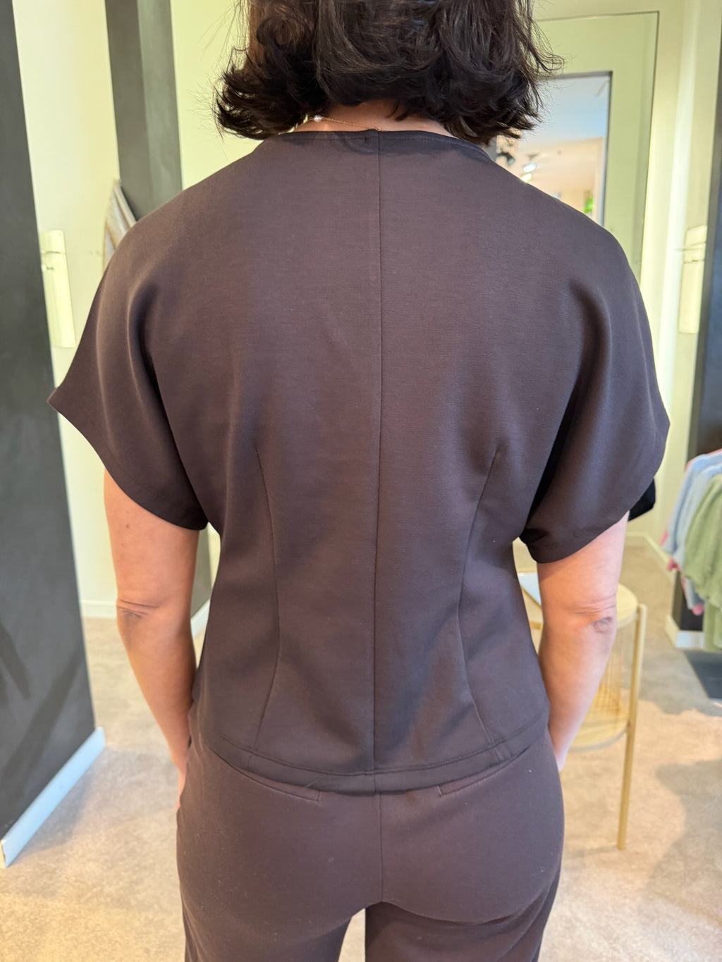 VMSMILLA SONJA SS V-NECK TOP CHOCOLATE TORTE