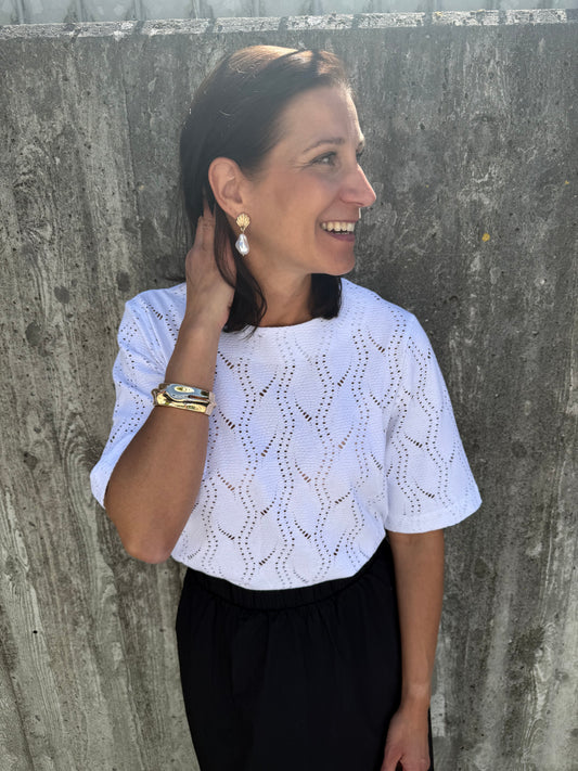 OBJAVA 2/4 LO O-NECK TOP WHITE