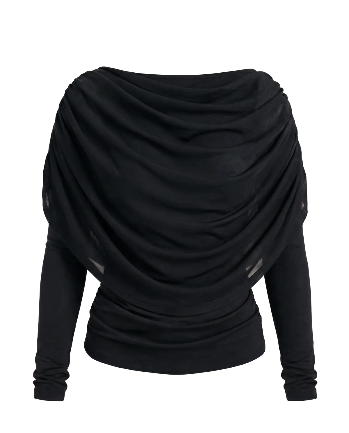 OBJDINA L/S BOATNECK CAPE TOP BLACK