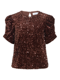 VIBELIEVE O-NECK PUFF SEQUINS TOP