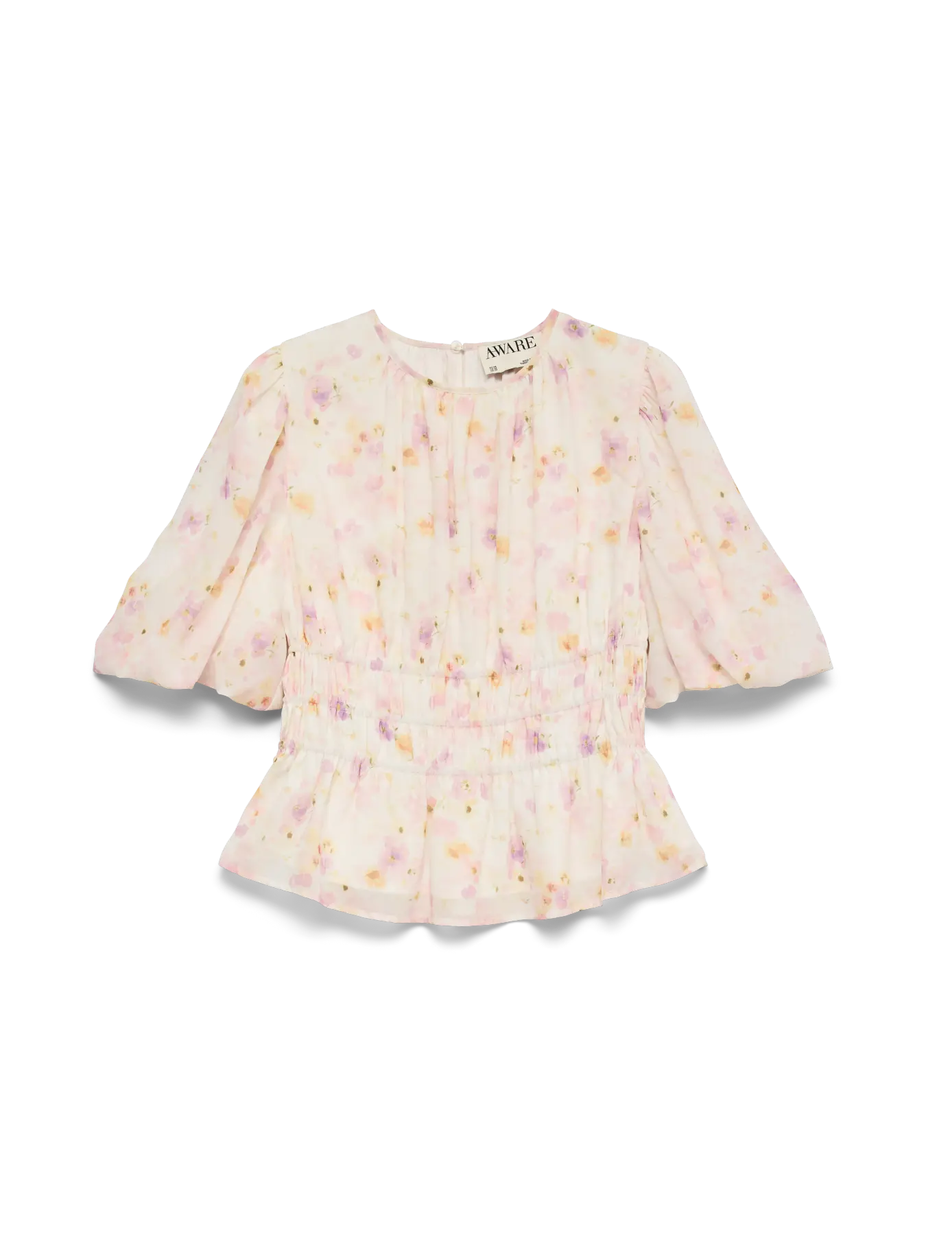 AWTALIHA 2/4 O-NECK SMOCK TOP