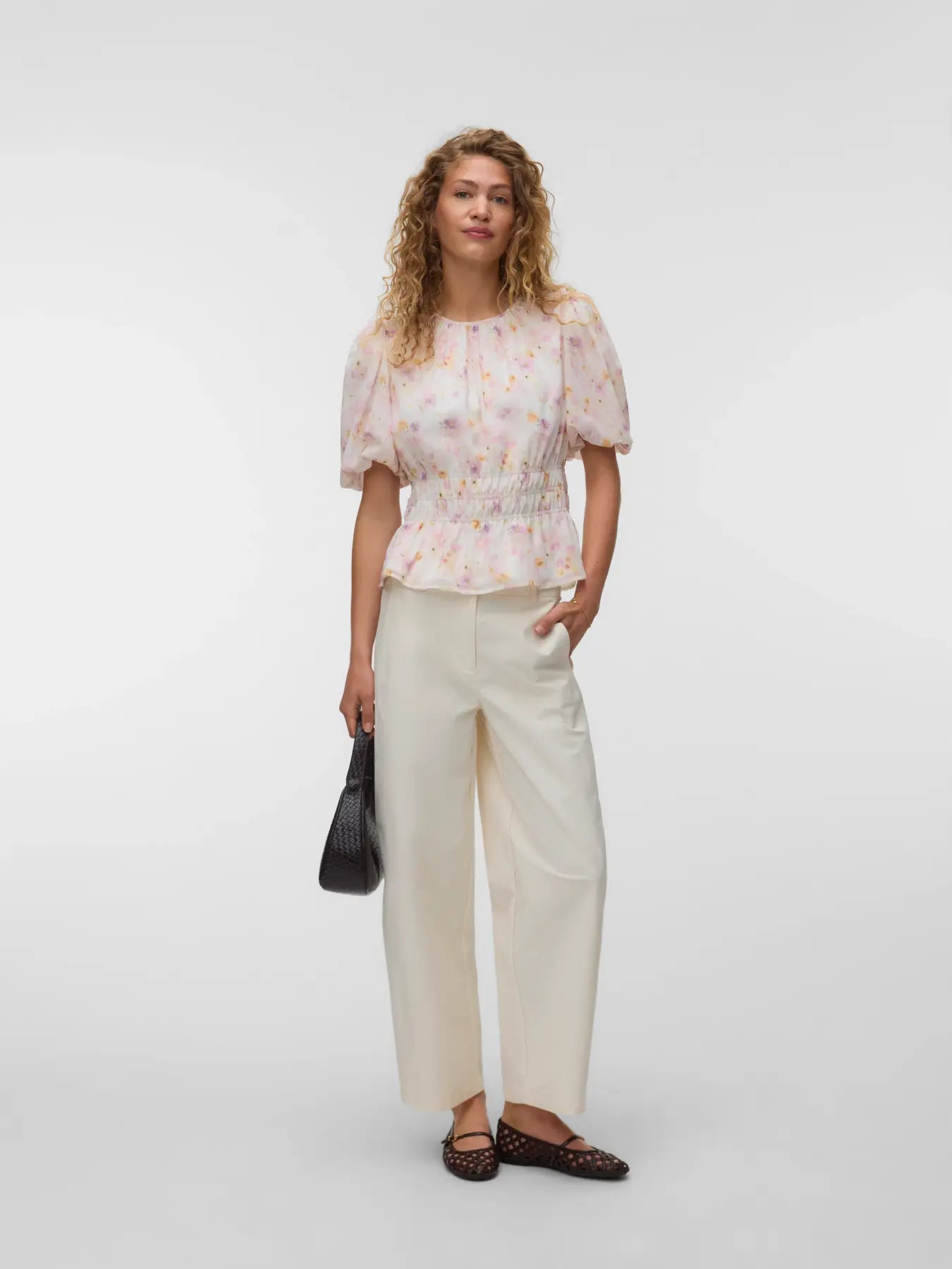 AWTALIHA 2/4 O-NECK SMOCK TOP