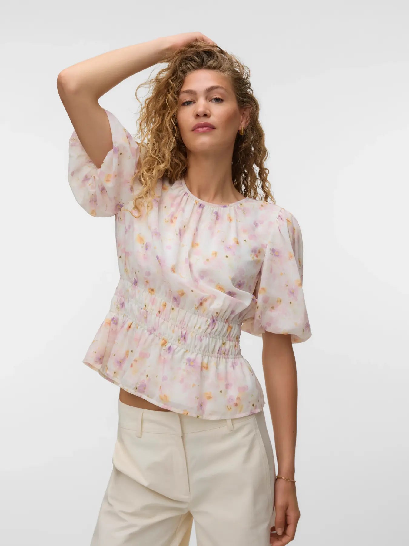 AWTALIHA 2/4 O-NECK SMOCK TOP