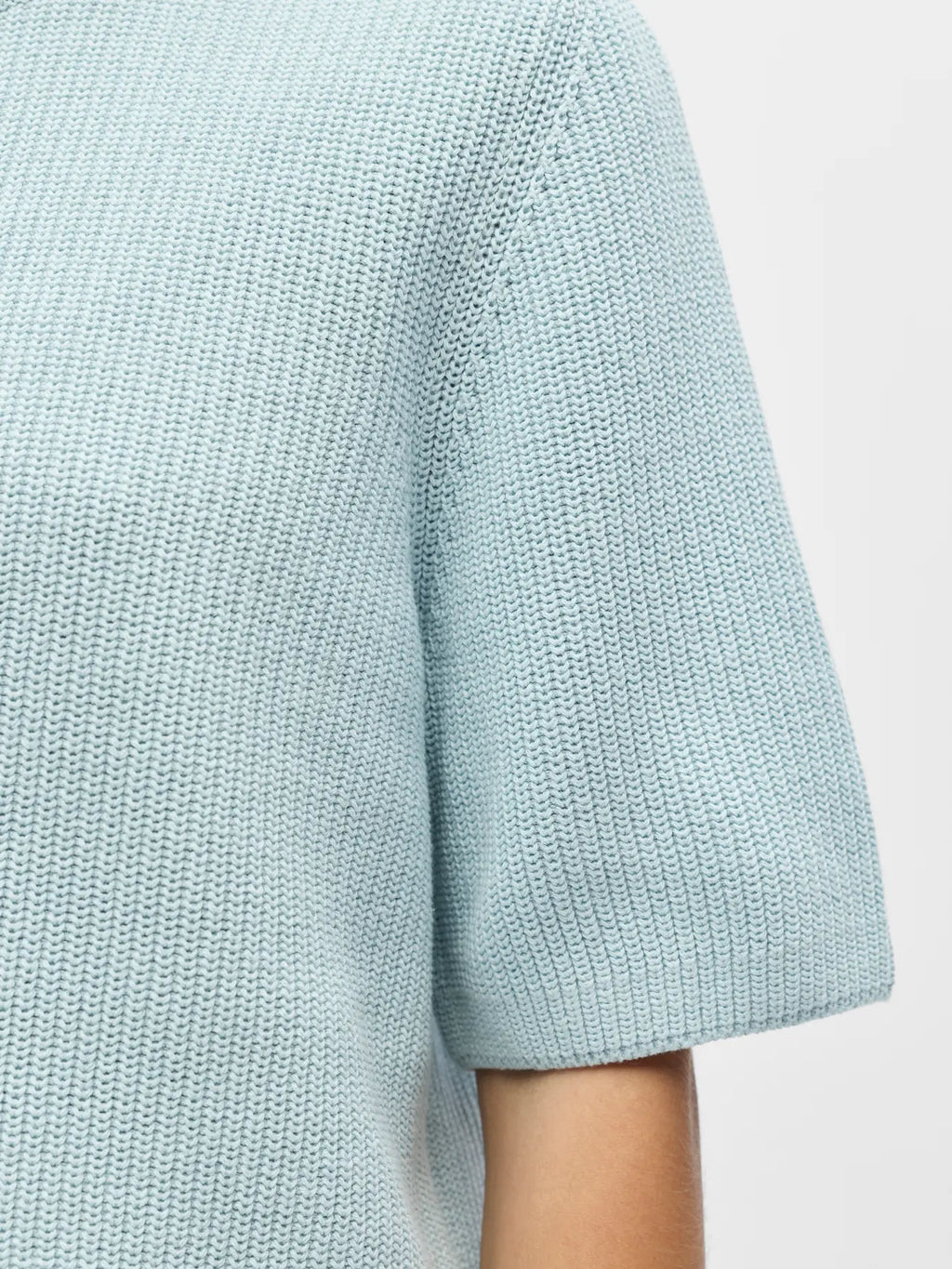 OBJFLO S/S KNIT PULLOVER WINTER SKY