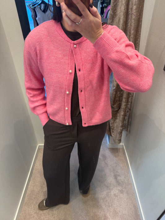 JDYLUMI L/S BUTTON CARDIGAN PINK