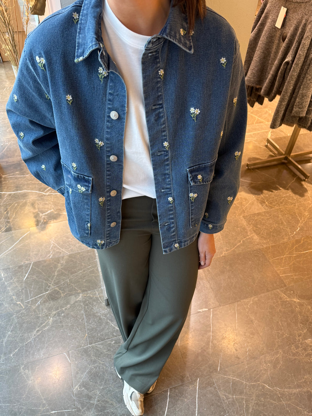 PCFLORA LS DENIM EMB SHIRT