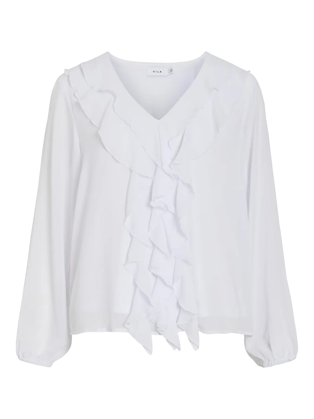 VIANE L/S V-NECK FRILL TOP