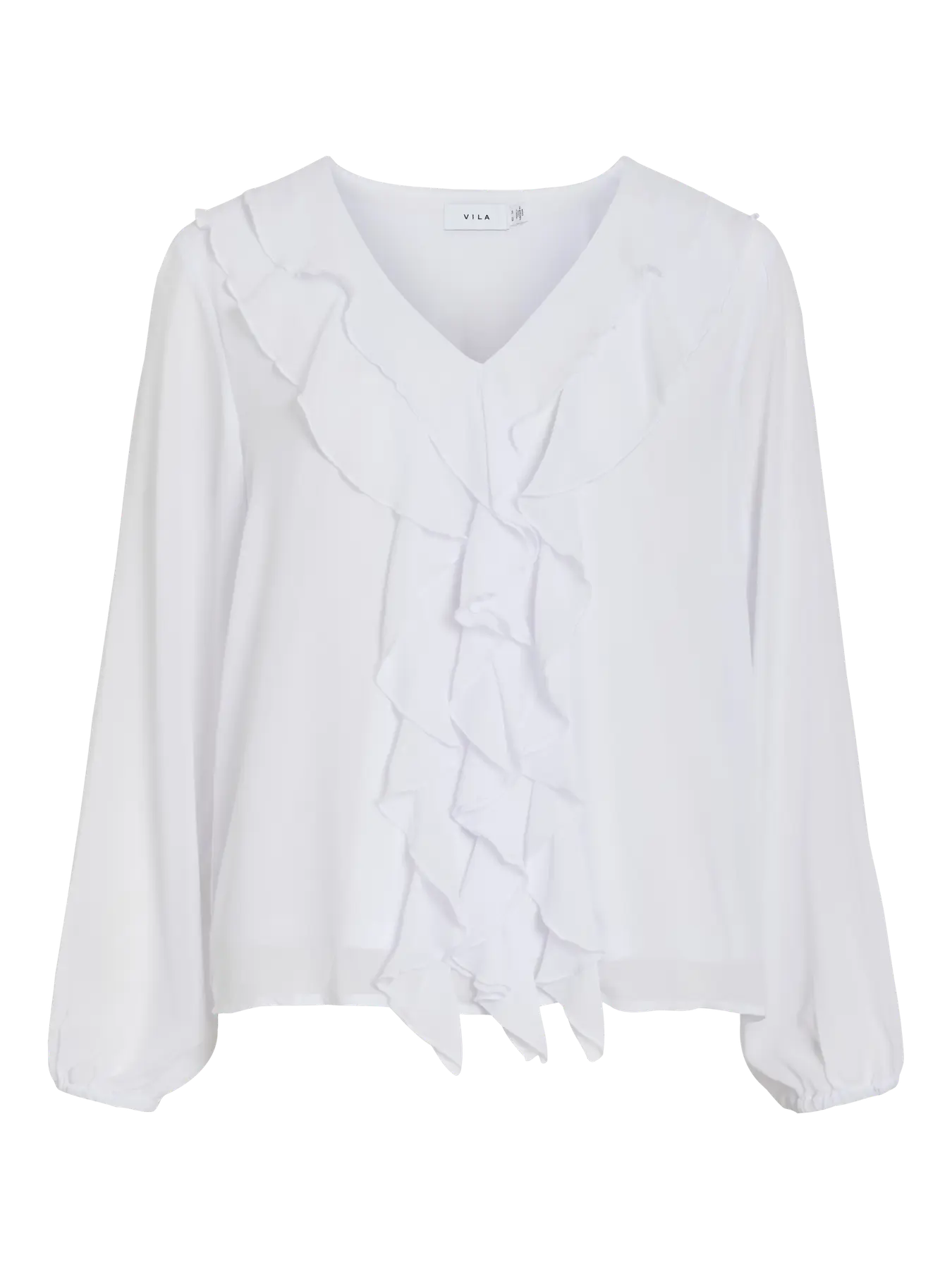 VIANE L/S V-NECK FRILL TOP