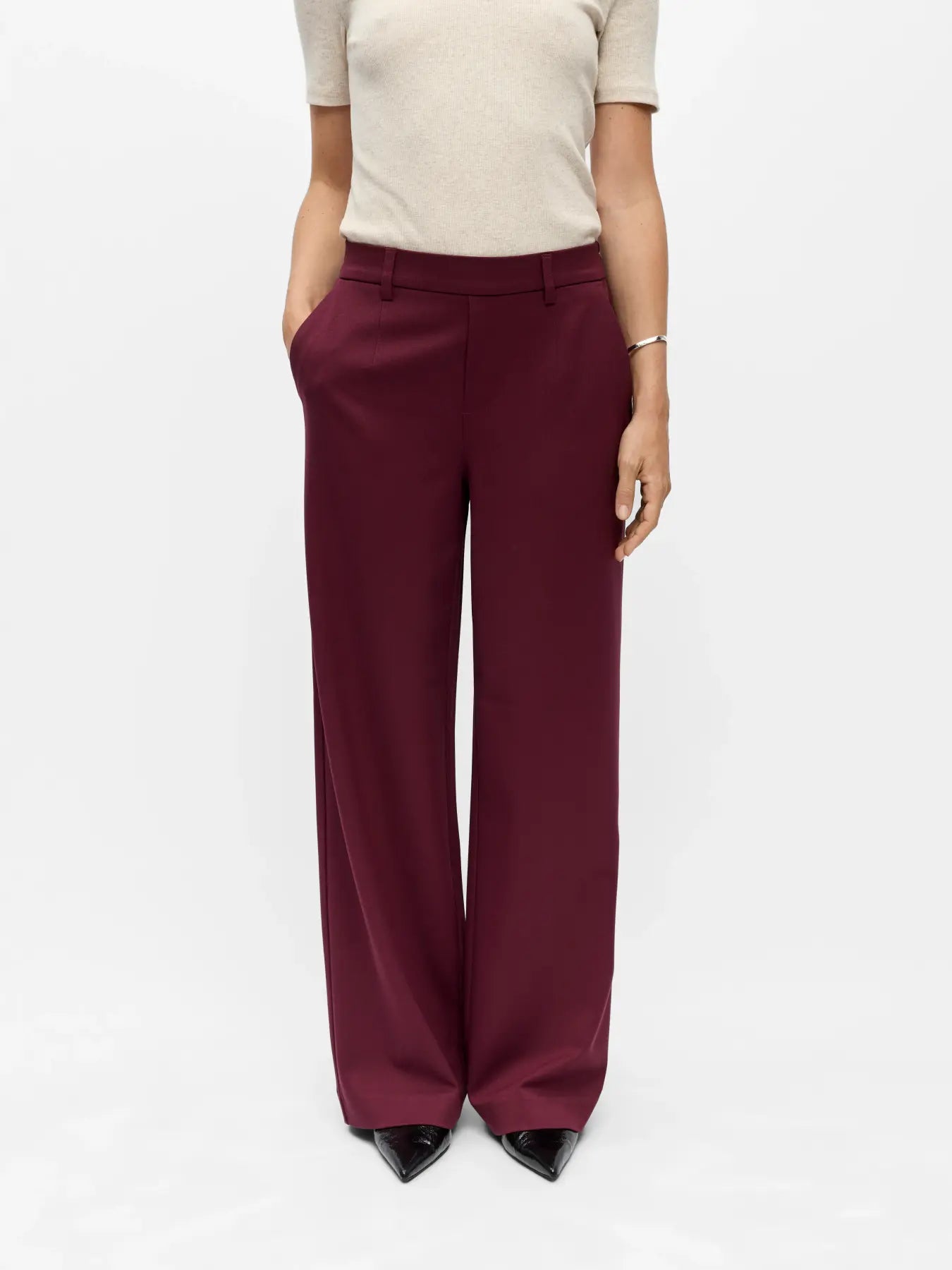 OBJLISA WIDE PANT WINDSOR WINE