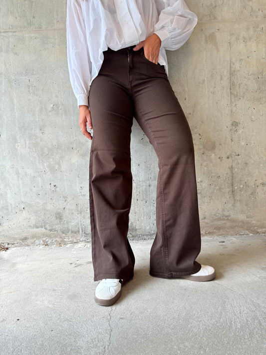 ONLMADISON BLUSH HW WIDE BROWN DNM CRO11