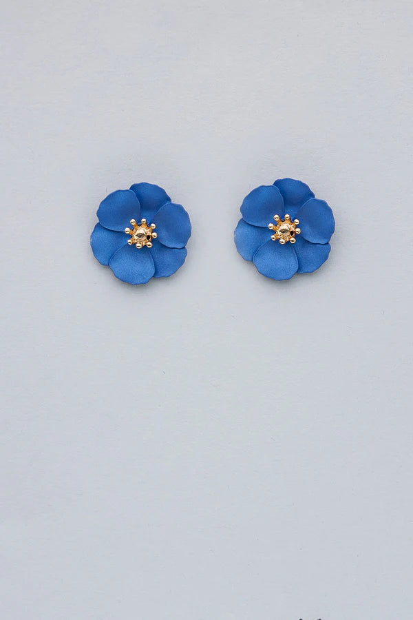 Flower Small Earrings Dark Pearl Blue