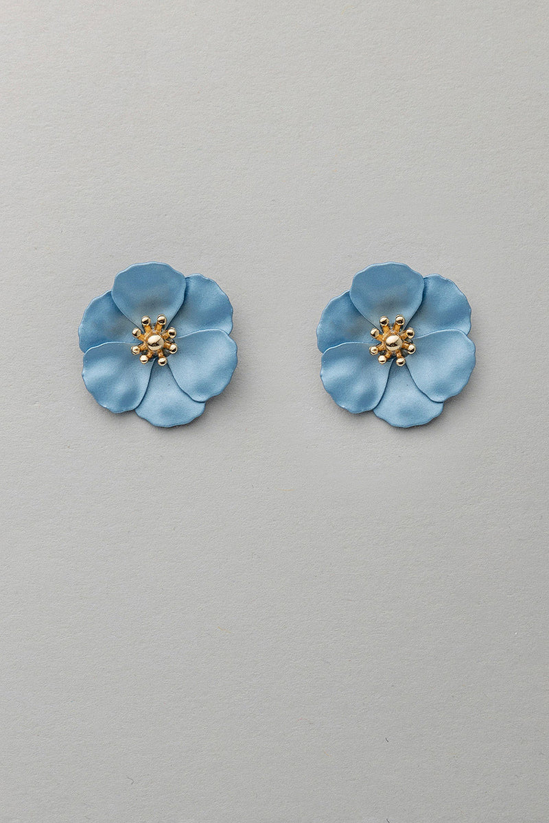Flower Small Earrings Pearl Blue