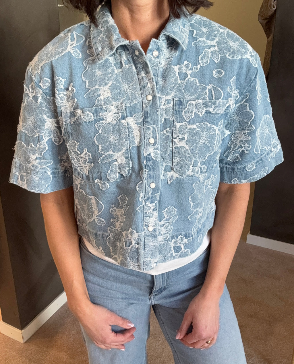 ONLCLEO-AUDE SS JAQUARD DNM SHIRT