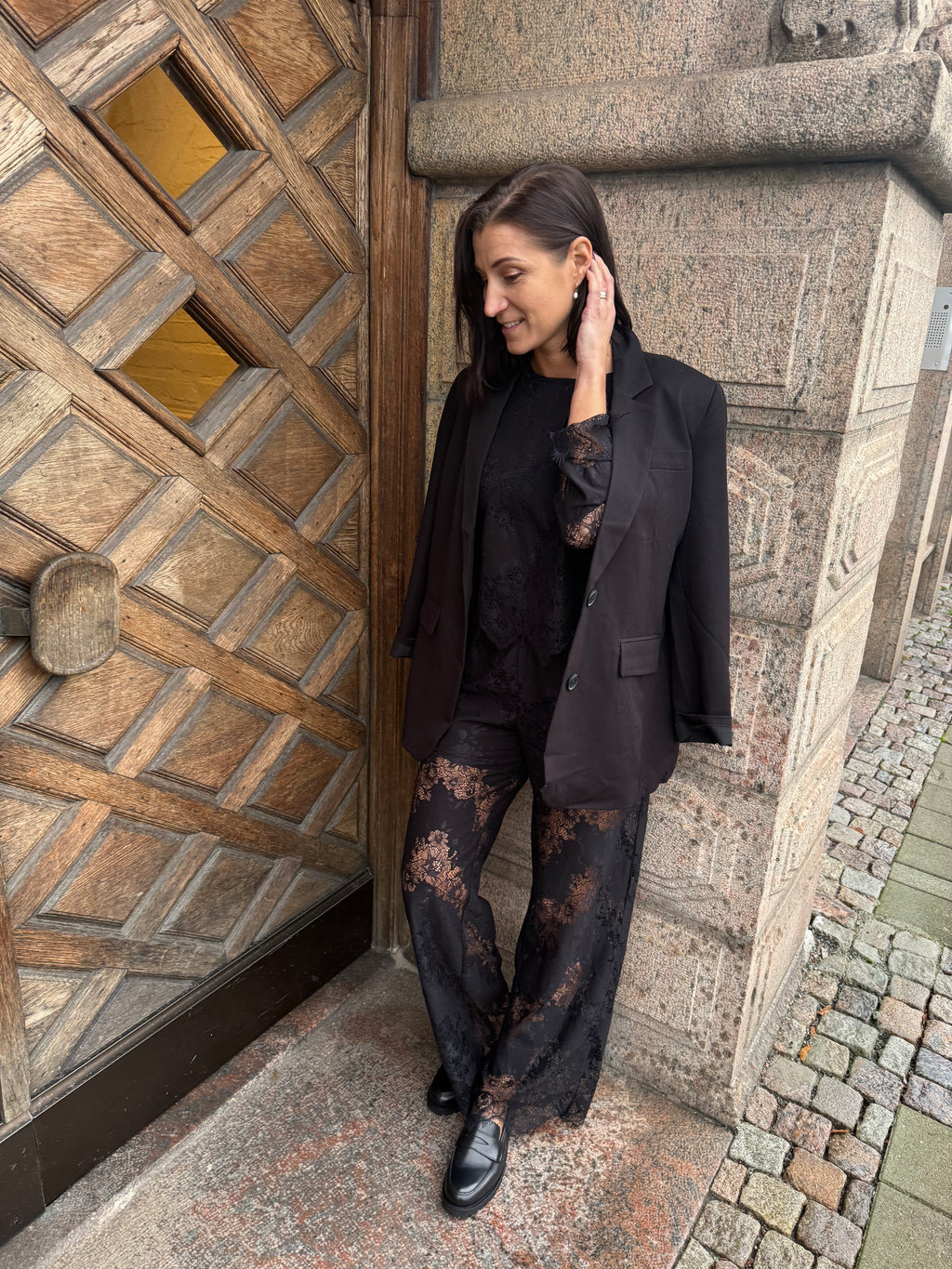 PCRINNE HW STRAIGHT LACE PANTS