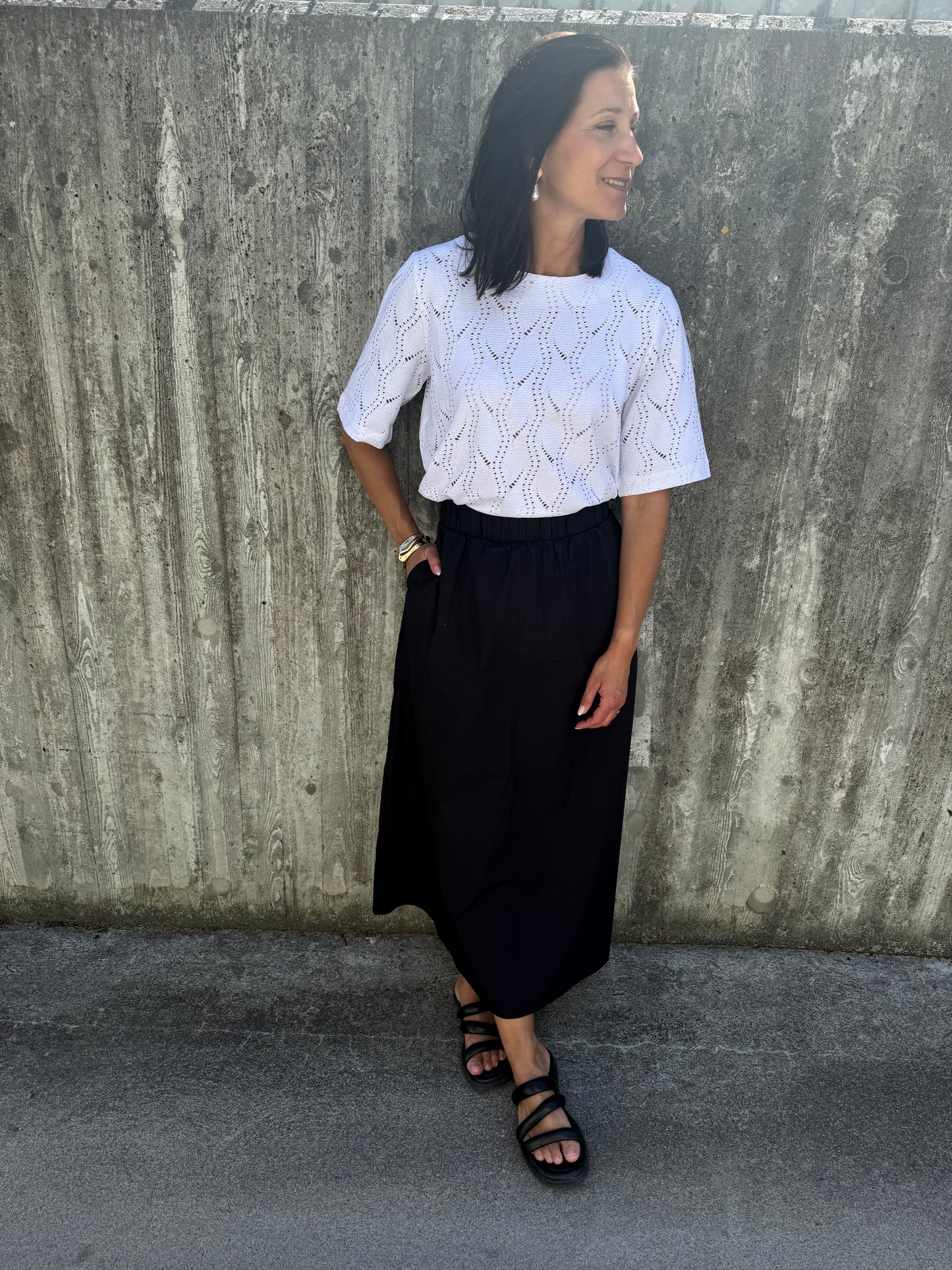 OBJAVA 2/4 LO O-NECK TOP WHITE