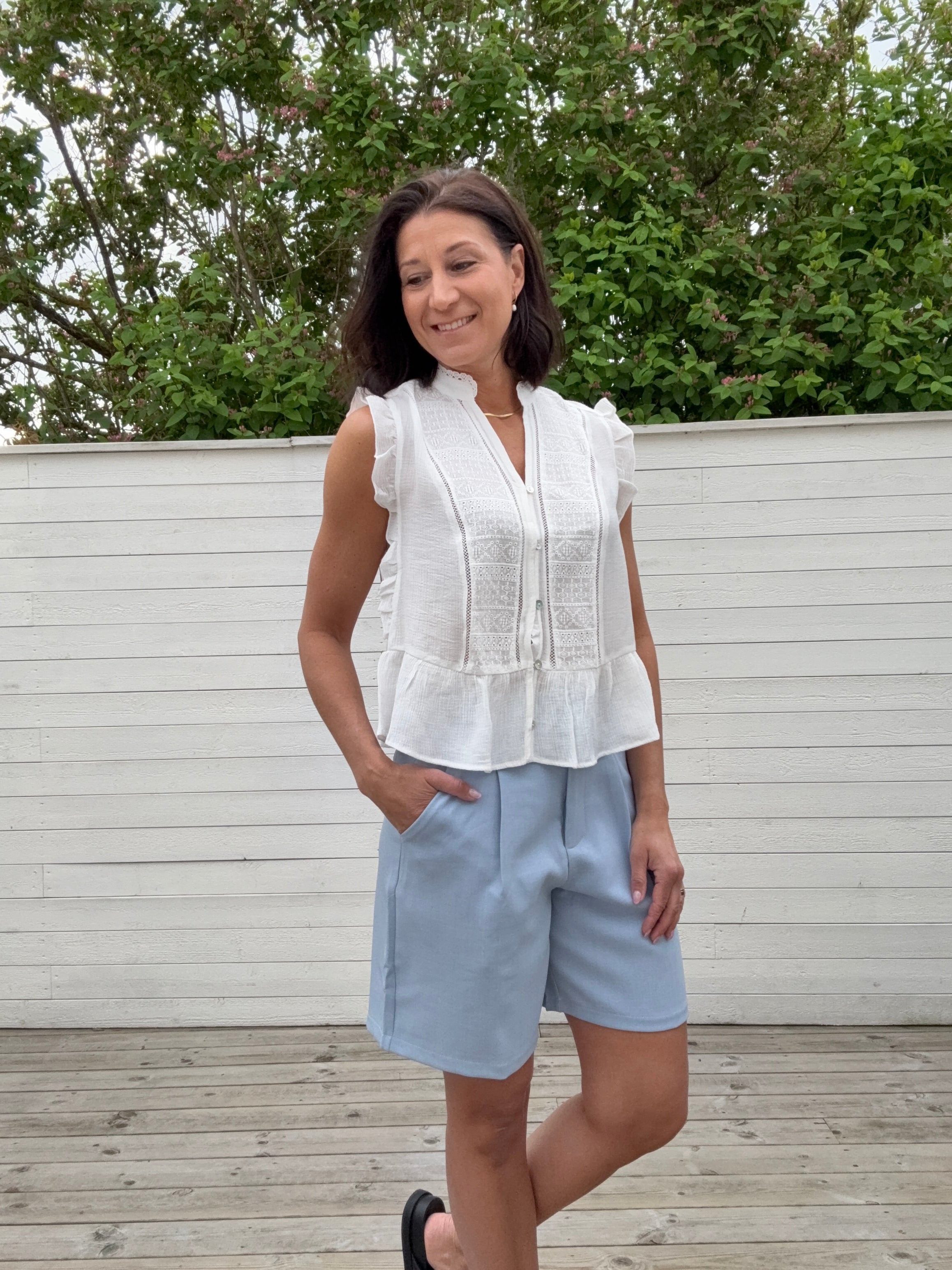ONLHENNY S/L FRILL BUTTON TOP