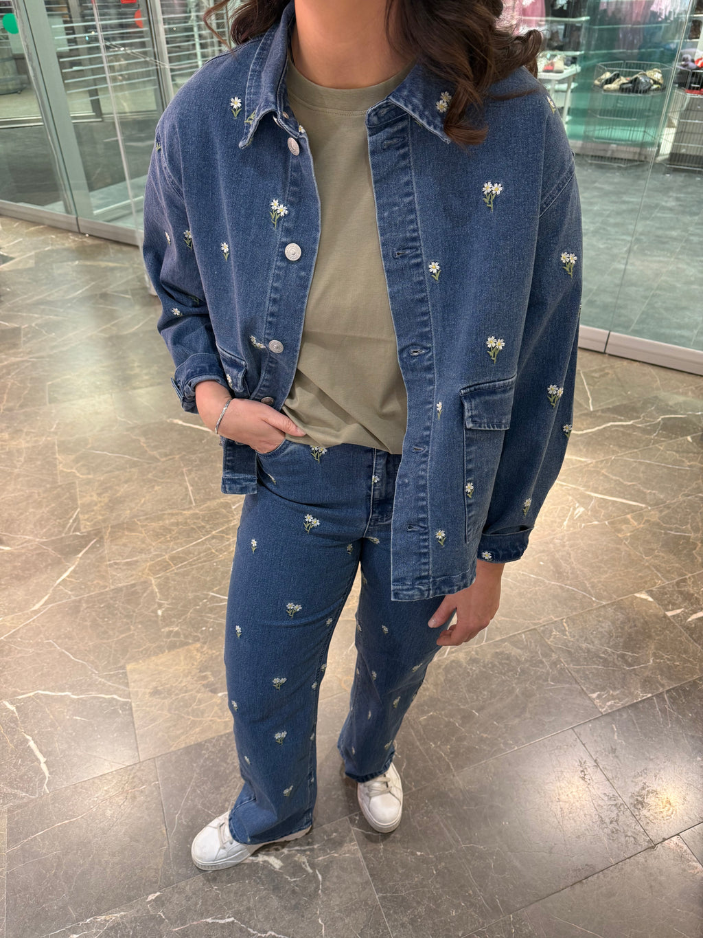 PCFLORA LS DENIM EMB SHIRT