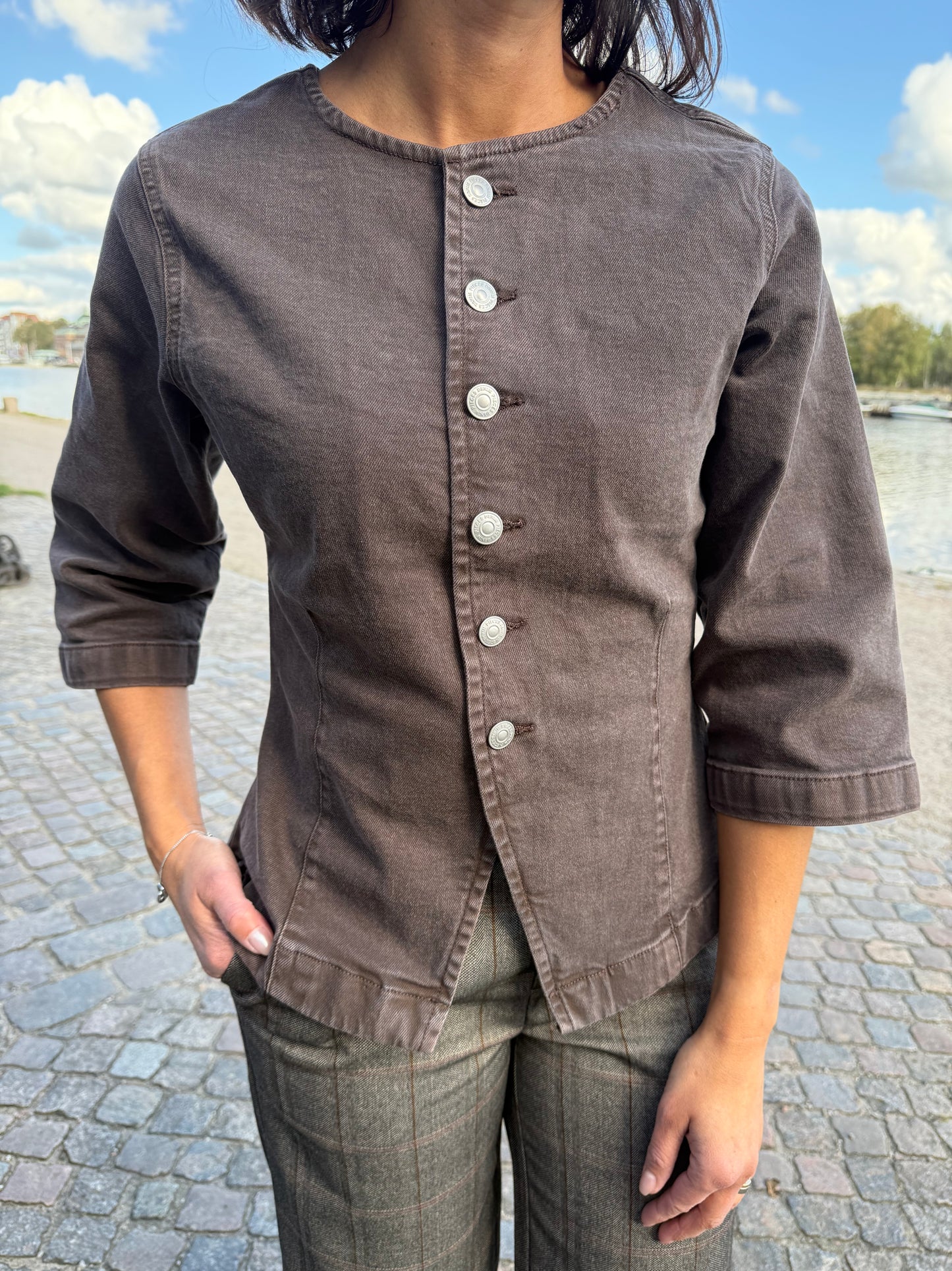 PCSELMA 3/4 DENIM TOP