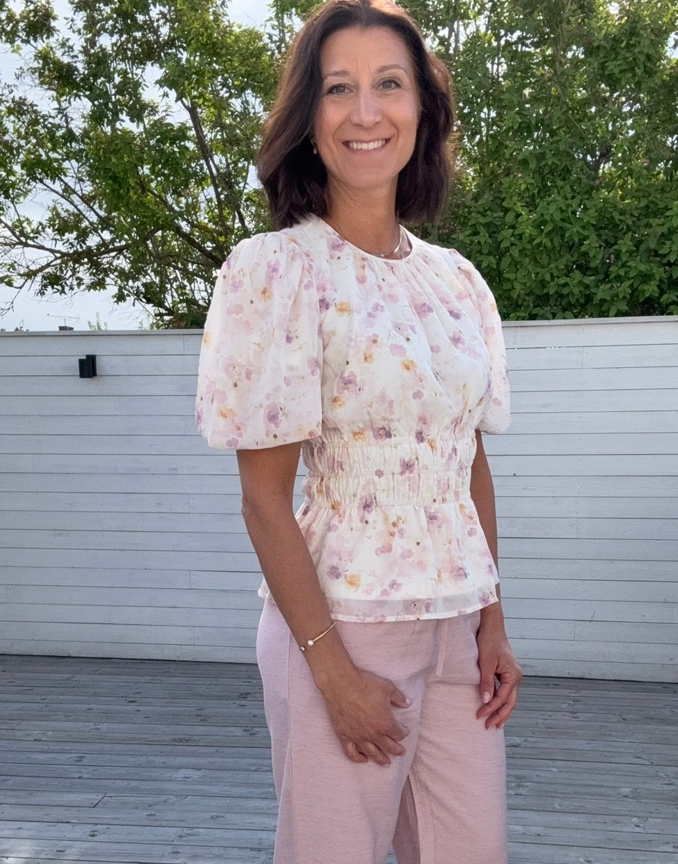 AWTALIHA 2/4 O-NECK SMOCK TOP
