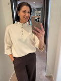VISIFFI HIGH NECK 3/4 BUTTON TOP