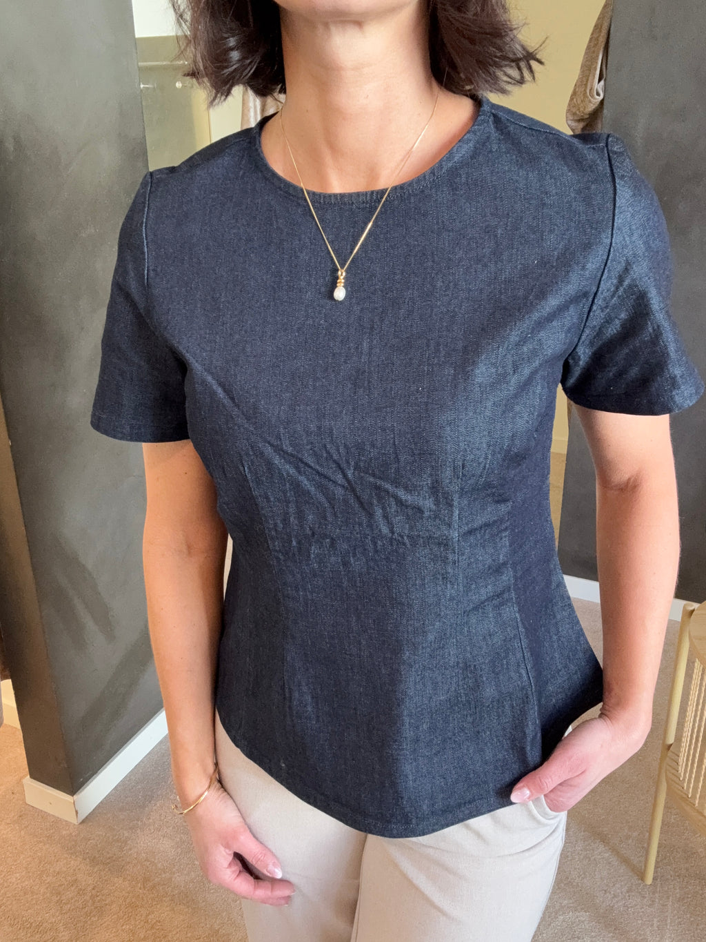 ONLTAMMY S/S FITTED DNM SHIRT