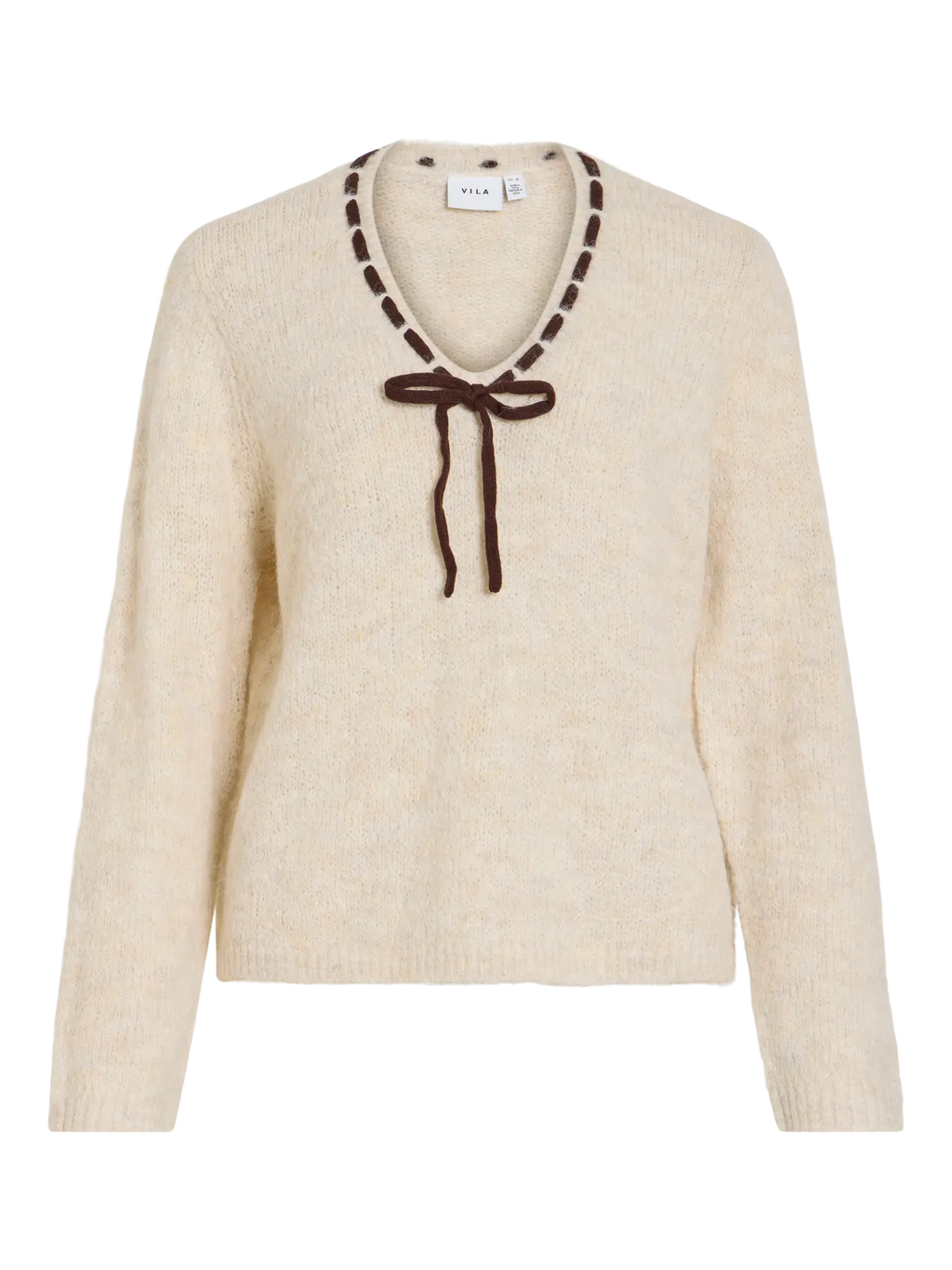 VINAYE V-NECK L/S DETAIL KNIT TOP