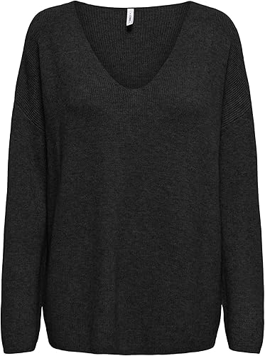 ONLIBI LS RIB LOOSE V-NECK BLACK