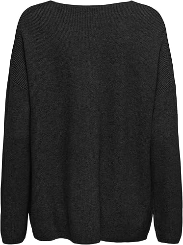 ONLIBI LS RIB LOOSE V-NECK BLACK