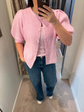 PCSILLY SS PUFF KNIT CARDIGAN PINK