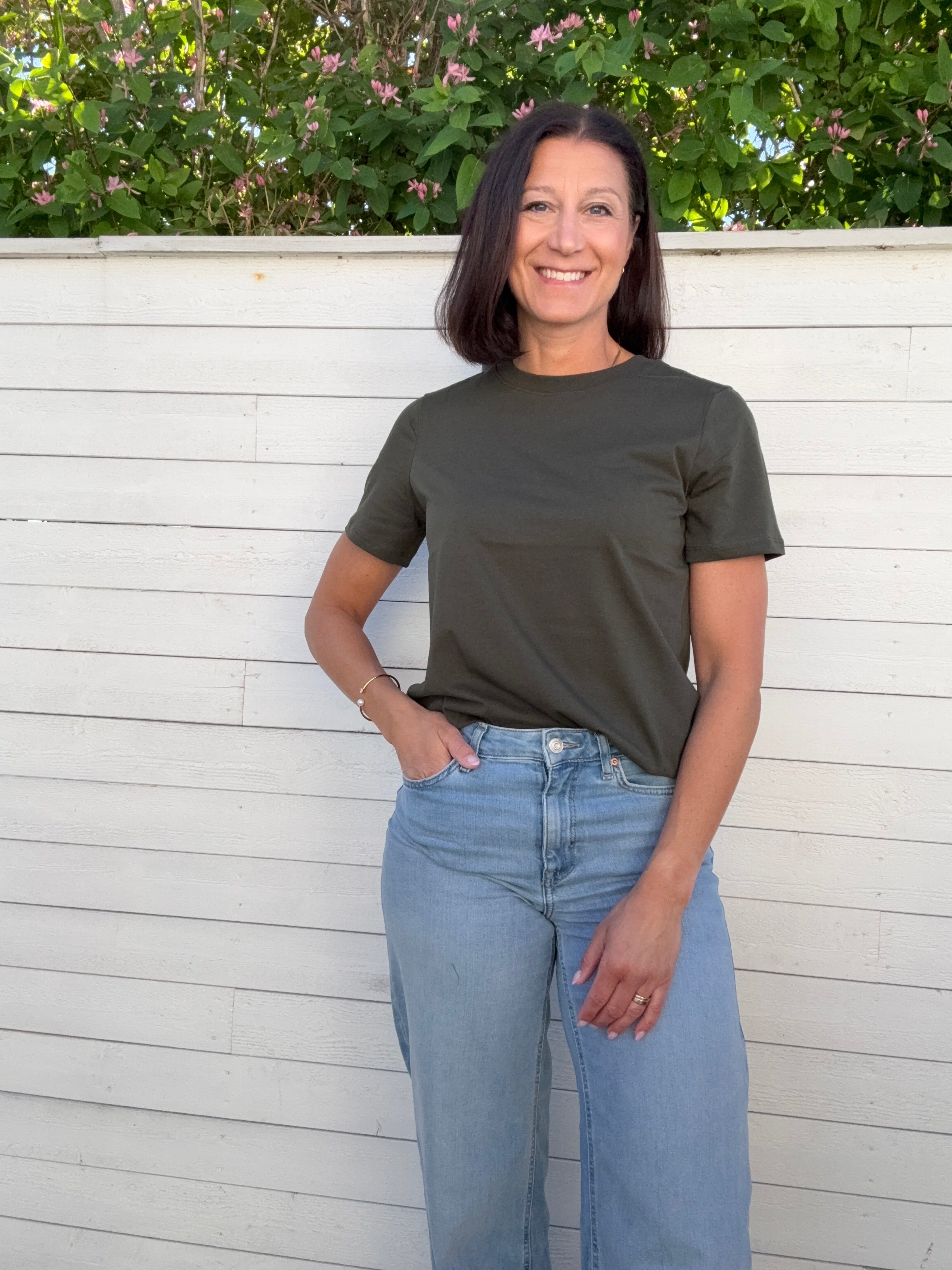 PCRIA SS SOLID TEE FOREST NIGHT