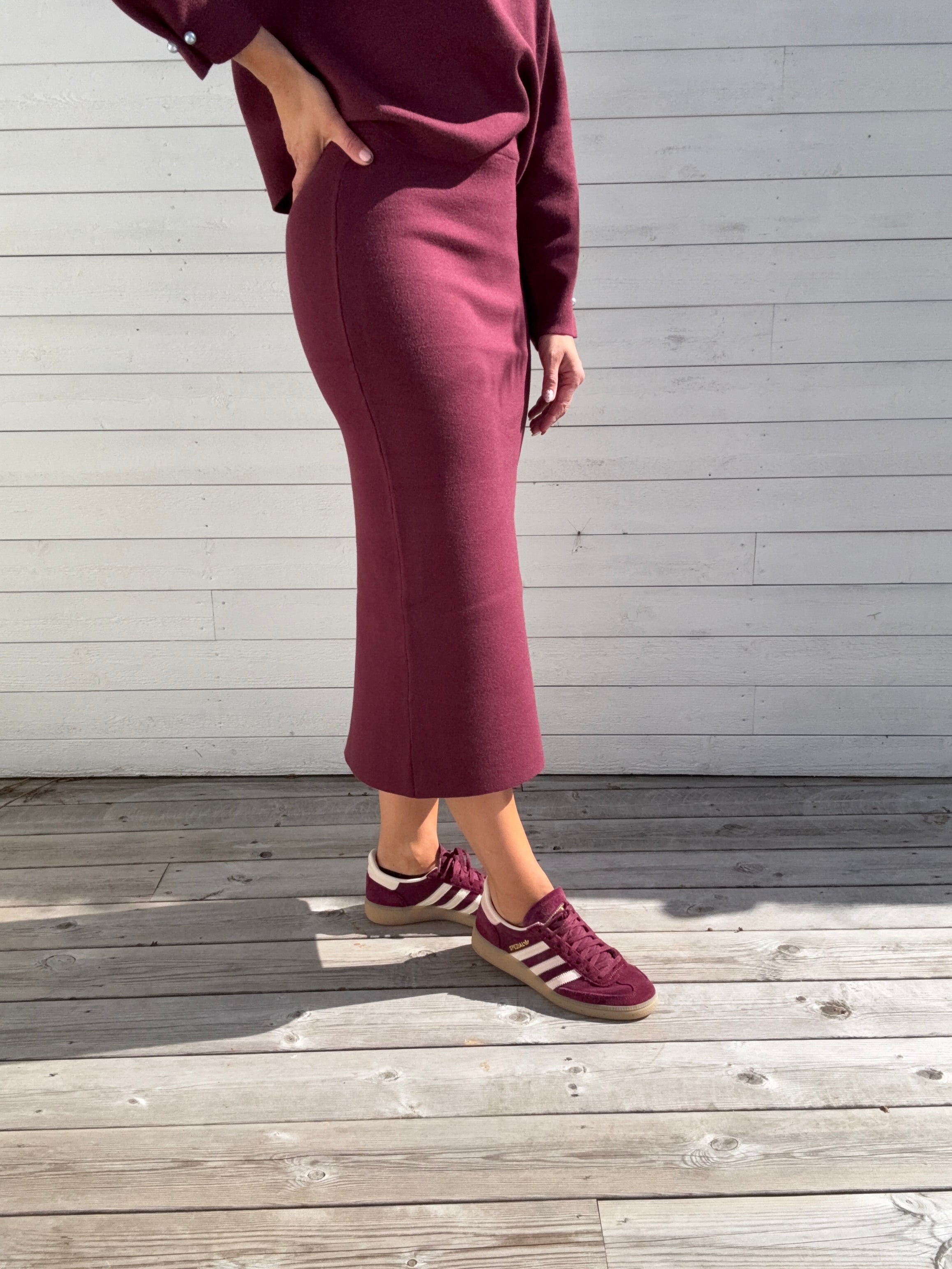 OBJREYNARD HW KNIT SKIRT WINDSOR WINE
