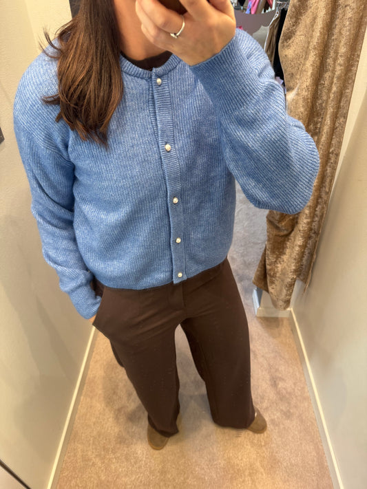 JDYLUMI L/S BUTTON CARDIGAN BLUE