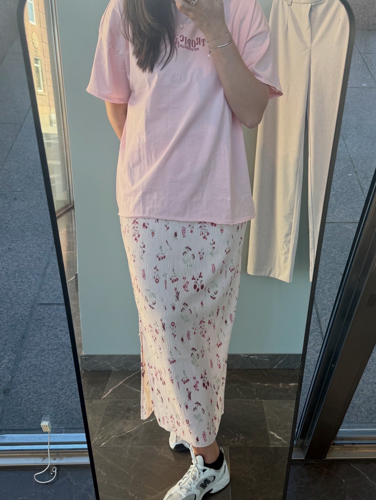 PCFLORA HW ANKLE SKIRT PETAL PINK FLOWERS
