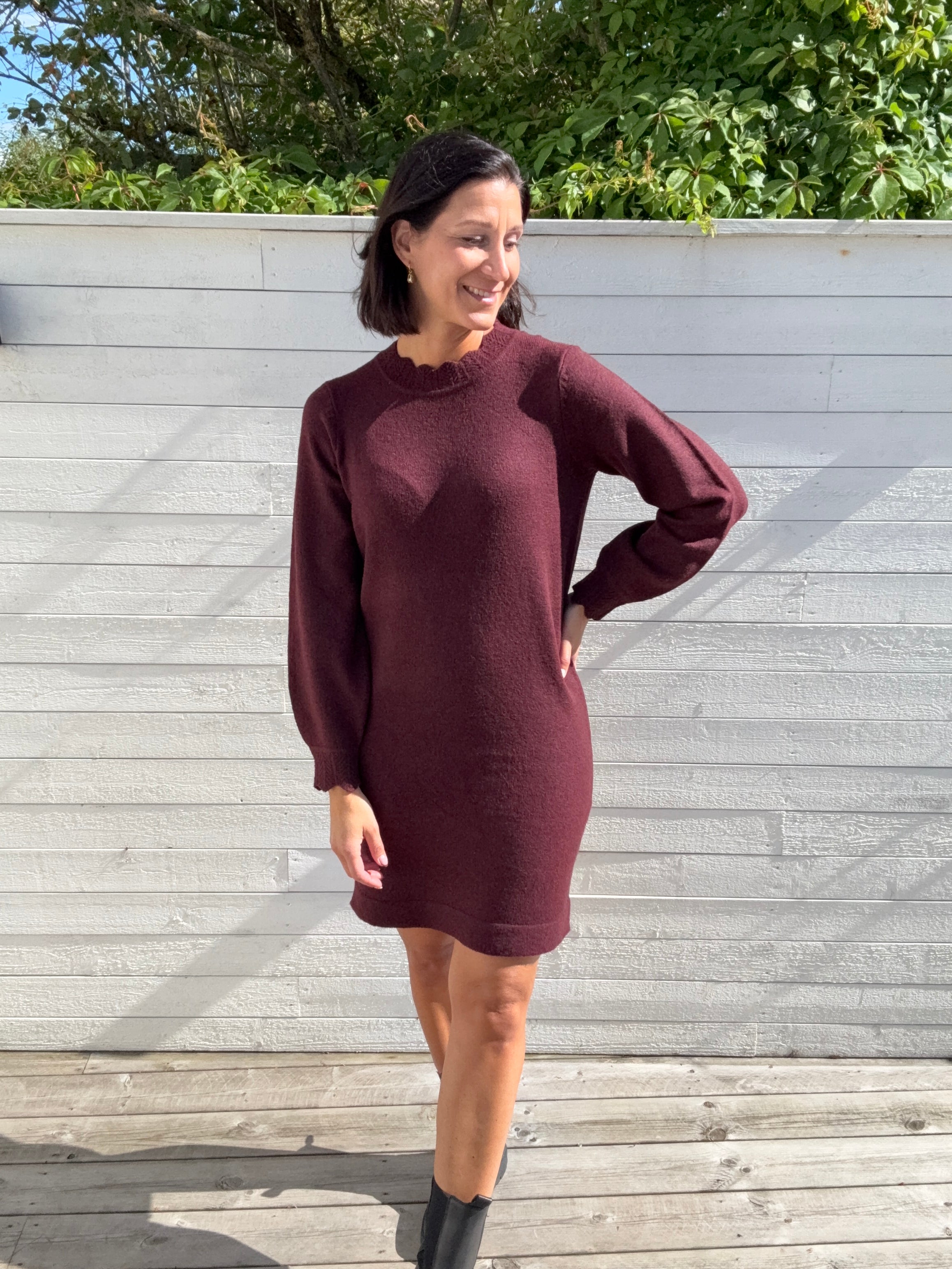 VINIKOLINA O-NECK L/S KNIT DRESS PORT ROYAL
