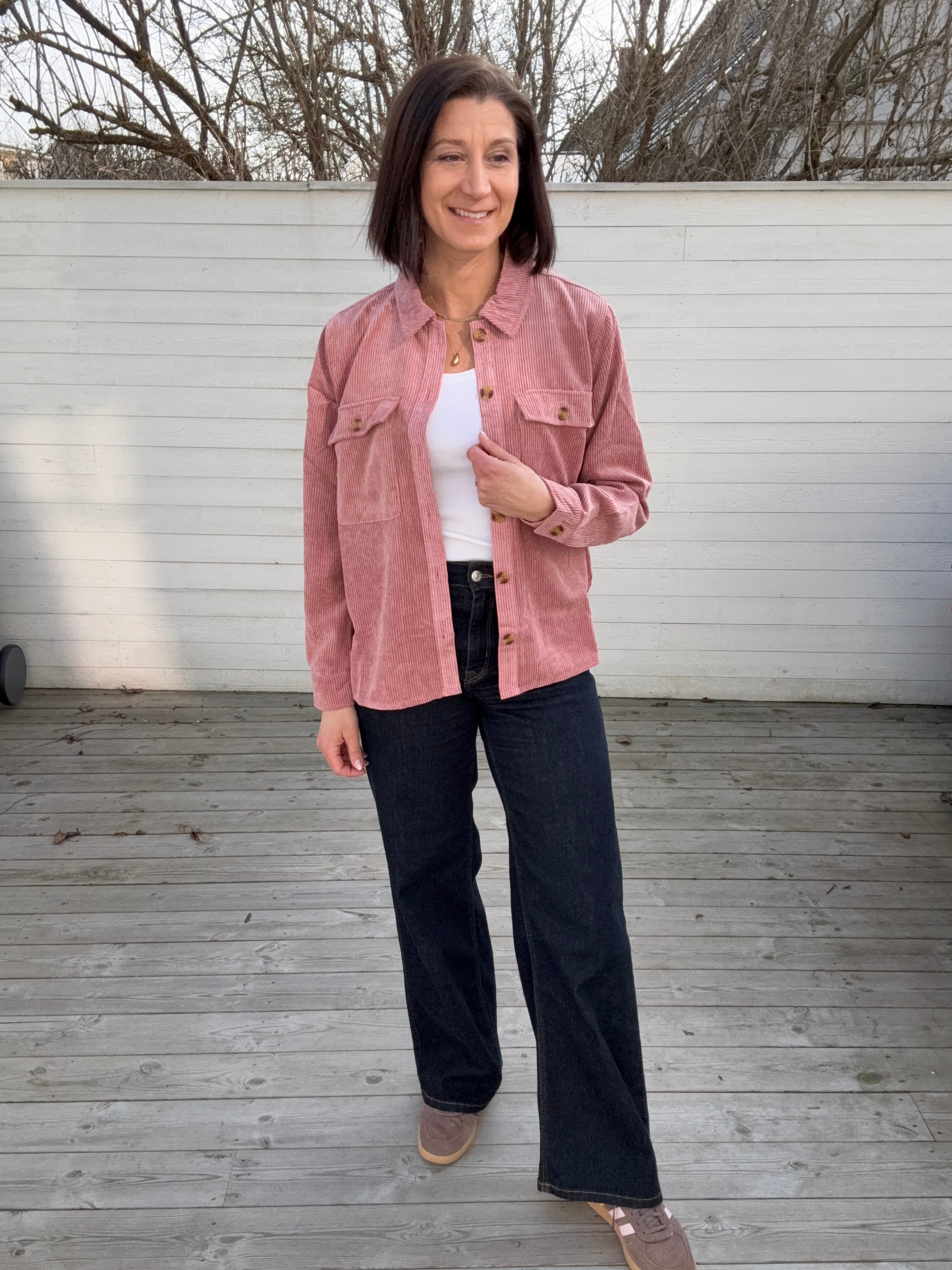 PCEFFI LS CORDUROY SHIRT ASH ROSE