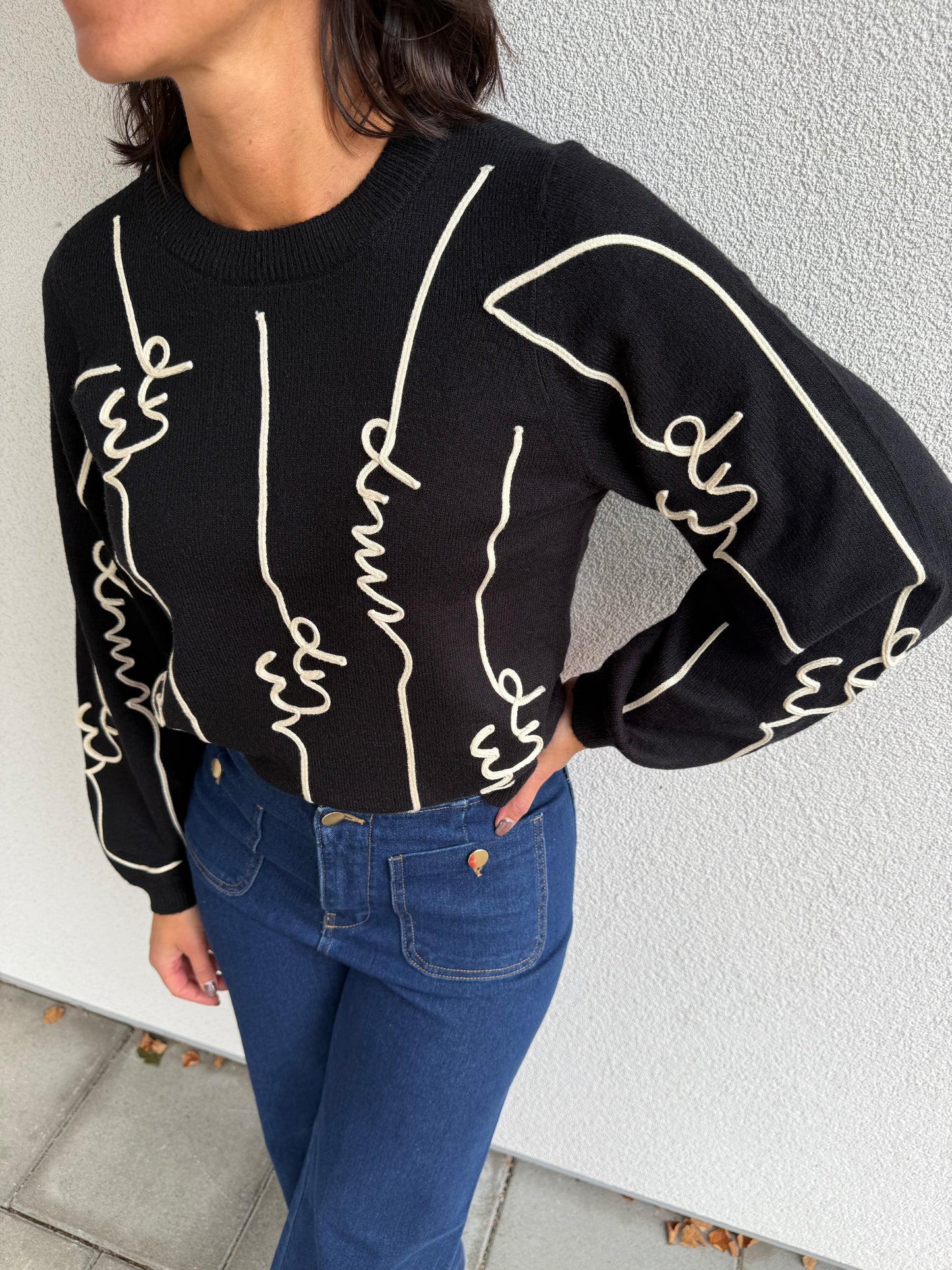 OBJTHESS LS KNIT PULLOVER