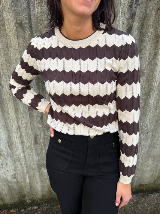 OBJEBBA L/S KNIT PULLOVER SEAL BROWN